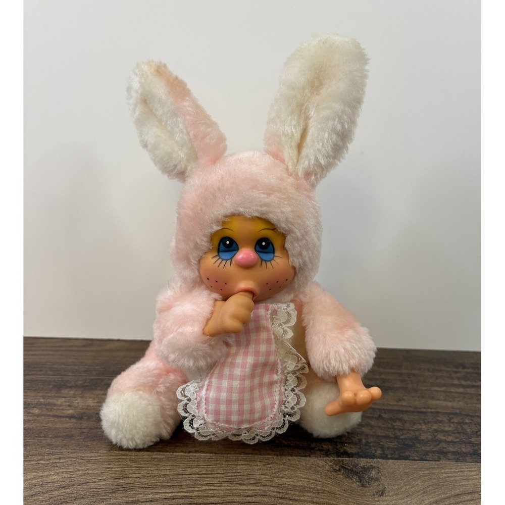 Vintage Atlanta Gerber Thumb Sucker Pink  Rubber Face 8" Bunny Rabbit Plush